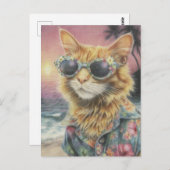 Carte Postale Adorable Ginger Kitty en Lunettes de soleil (Devant / Derrière)