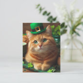 Carte Postale Adorable Ginger Saint Patricks Day Chat (Debout devant)