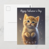 Carte Postale Adorable Ginger Tabby Saint Valentin Kitten (Devant / Derrière)