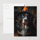 Carte Postale Adorable Halloween Bernese Mountain Dog (Devant / Derrière)