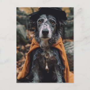 Carte Postale Adorable Halloween Chien Art AI
