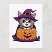 Carte Postale Adorable Halloween sorcier chat (Devant)
