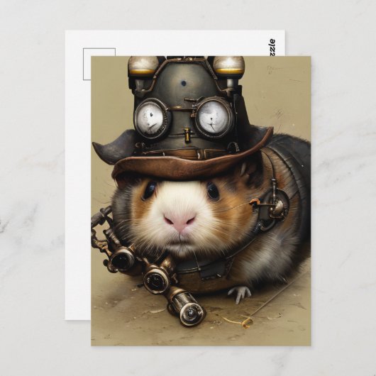 Carte Postale Adorable Hampster Steampunk (Devant / Derrière)
