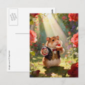 Carte Postale Adorable Hamster Eats Strawberry Cupcake (Devant / Derrière)