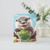 Carte Postale Adorable Happy Otter Faire une salade (Debout devant)