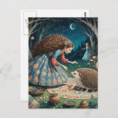 Carte Postale Adorable Hérisson bizarre Fairytale (Devant / Derrière)