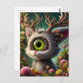 Carte Postale Adorable Jackalope Fluffy (Devant / Derrière)