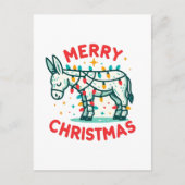 Carte Postale Adorable Joyeux âne de Noël (Devant)
