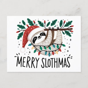 Carte Postale Adorable Joyeux Slothmas