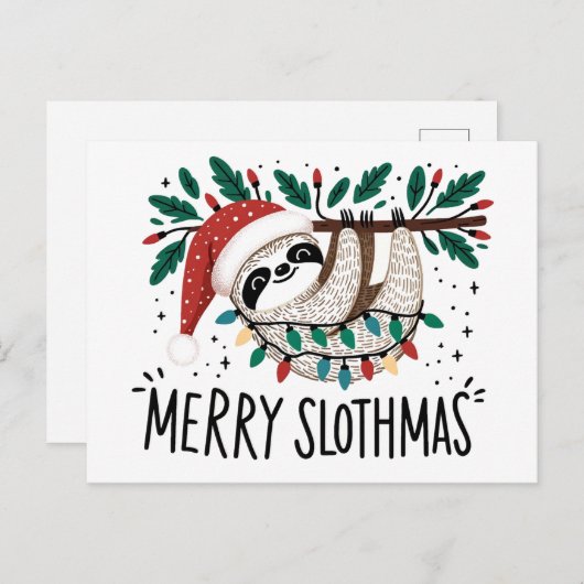 Carte Postale Adorable Joyeux Slothmas (Devant / Derrière)