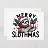 Carte Postale Adorable Joyeux Slothmas (Devant / Derrière)