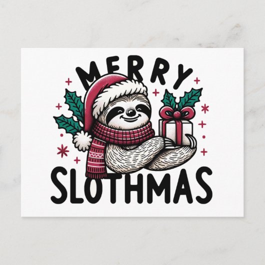 Carte Postale Adorable Joyeux Slothmas (Devant)
