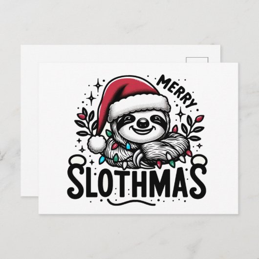 Carte Postale Adorable Joyeux Slothmas (Devant / Derrière)