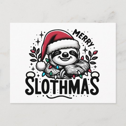 Carte Postale Adorable Joyeux Slothmas (Devant)