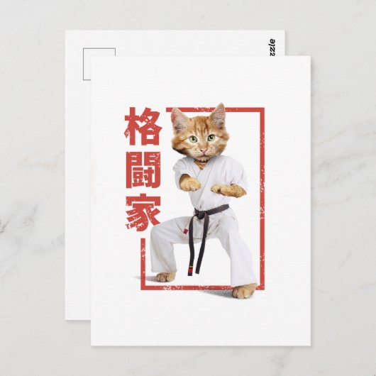 Carte Postale Adorable Karate Kitten (Devant / Derrière)