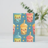 Carte Postale Adorable Kawaii Boba Conception de boisson (Debout devant)
