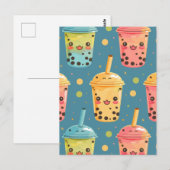 Carte Postale Adorable Kawaii Boba Conception de boisson (Devant / Derrière)