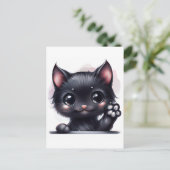 Carte Postale Adorable Kawaii Chat noir (Debout devant)