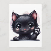 Carte Postale Adorable Kawaii Chat noir (Devant)