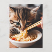 Carte Postale Adorable Kitten Manger Ramen nouilles (Devant)