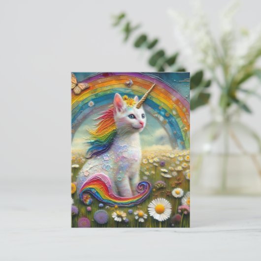 Carte Postale Adorable Kitten Unicorn (Debout devant)