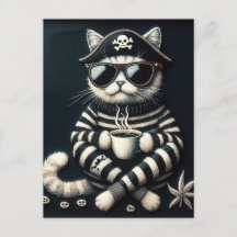 Adorable Kitty Pirate avec café