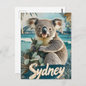 Carte Postale Adorable Koala avec Sydney Harbour Bridge (Devant / Derrière)