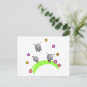 Carte postale adorable Ladybugs et fleurs (Debout devant)