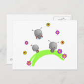 Carte postale adorable Ladybugs et fleurs (Devant / Derrière)