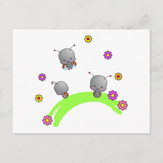 Carte postale adorable Ladybugs et fleurs