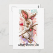 Carte Postale adorable lapin cupide Saint-Valentin (Devant / Derrière)