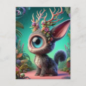 Carte Postale Adorable Lapin de Jackalope Fluffy avec oeil uniqu (Devant)
