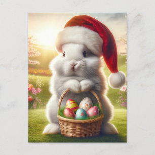 Carte Postale adorable Lapin de Pâques de Noël
