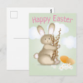 Carte Postale Adorable Lapin Joyeux Pâques (Devant / Derrière)