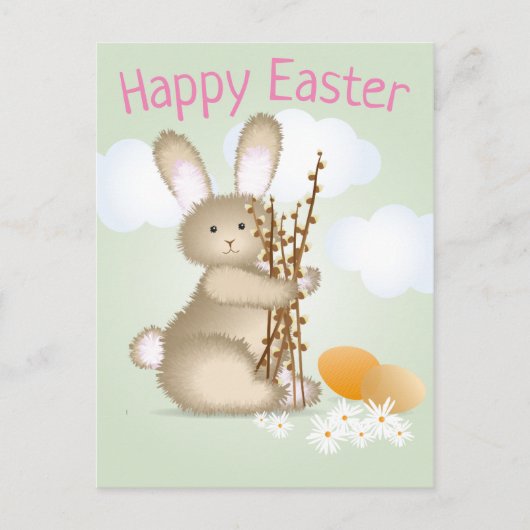 Carte Postale Adorable Lapin Joyeux Pâques (Devant)