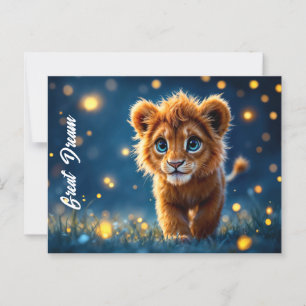 Carte Postale adorable lionceau de furie aux yeux étincelants