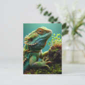 Carte Postale Adorable Lizard et Petits Plantes (Debout devant)