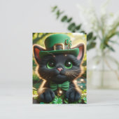 Carte Postale Adorable Lucky mignonne Noir St. Patrick's Day Kit (Debout devant)
