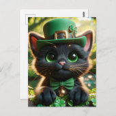 Carte Postale Adorable Lucky mignonne Noir St. Patrick's Day Kit (Devant / Derrière)