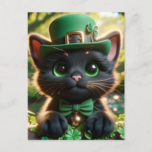 Carte Postale Adorable Lucky mignonne Noir St. Patrick's Day Kit (Devant)