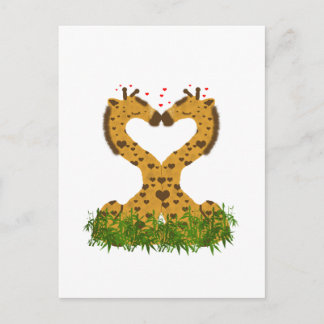 Carte Postale Adorable mignonne amour Giraffes Coeur en forme de