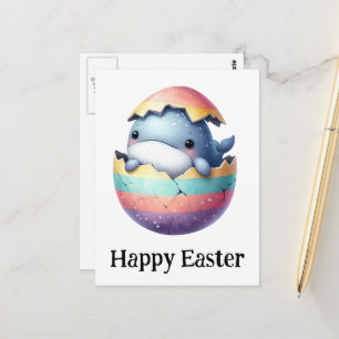 Carte Postale Adorable Mignonne Bébé de Pâques Baleine
