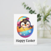 Carte Postale Adorable Mignonne Bébé Pâques Pingouin (Debout devant)