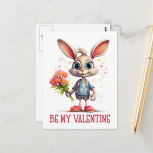 Carte Postale Adorable Mignonne Valentine Rabbit