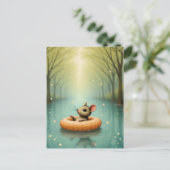 Carte Postale Adorable Mouse Floating on a Lake (Debout devant)