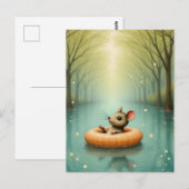 Carte Postale Adorable Mouse Floating on a Lake (Devant / Derrière)