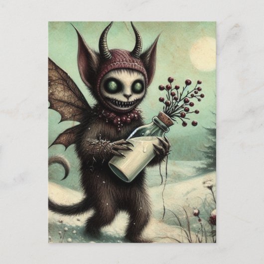 Carte Postale Adorable Noël Horreur Krampus Avec Lait (Devant)