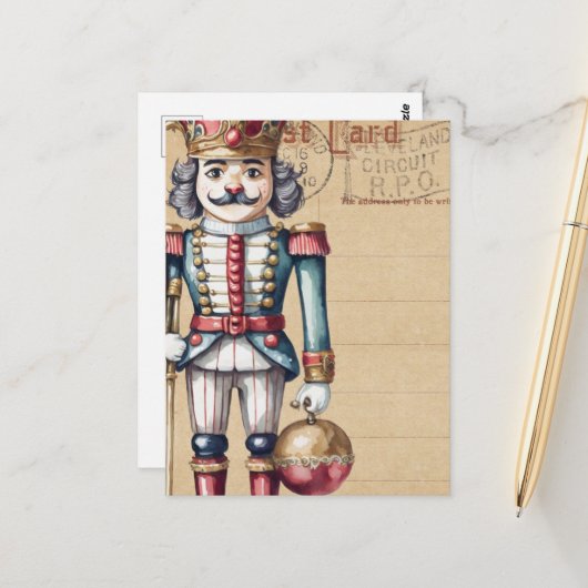 Carte Postale Adorable Noisette de Noël Vintage (Devant/Arrière en situation)