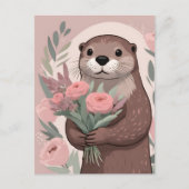Carte Postale Adorable Otter Boho Fleurs (Devant)