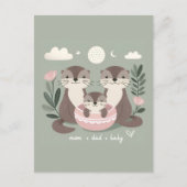 Carte Postale Adorable Otter Boho maman papa et bébé (Devant)